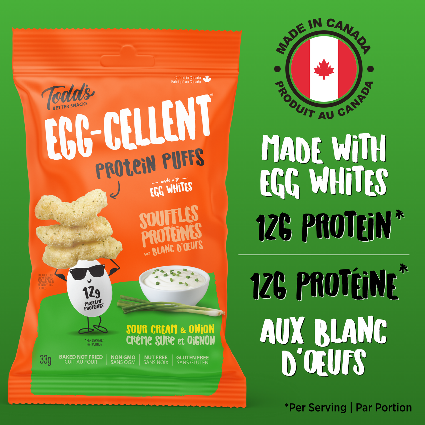 Sour Cream & Onion Protein Puffs (sold in 4 and 10 packs)