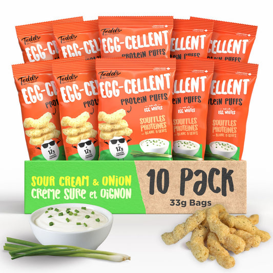 Sour Cream & Onion Protein Puffs (sold in 4 and 10 packs)