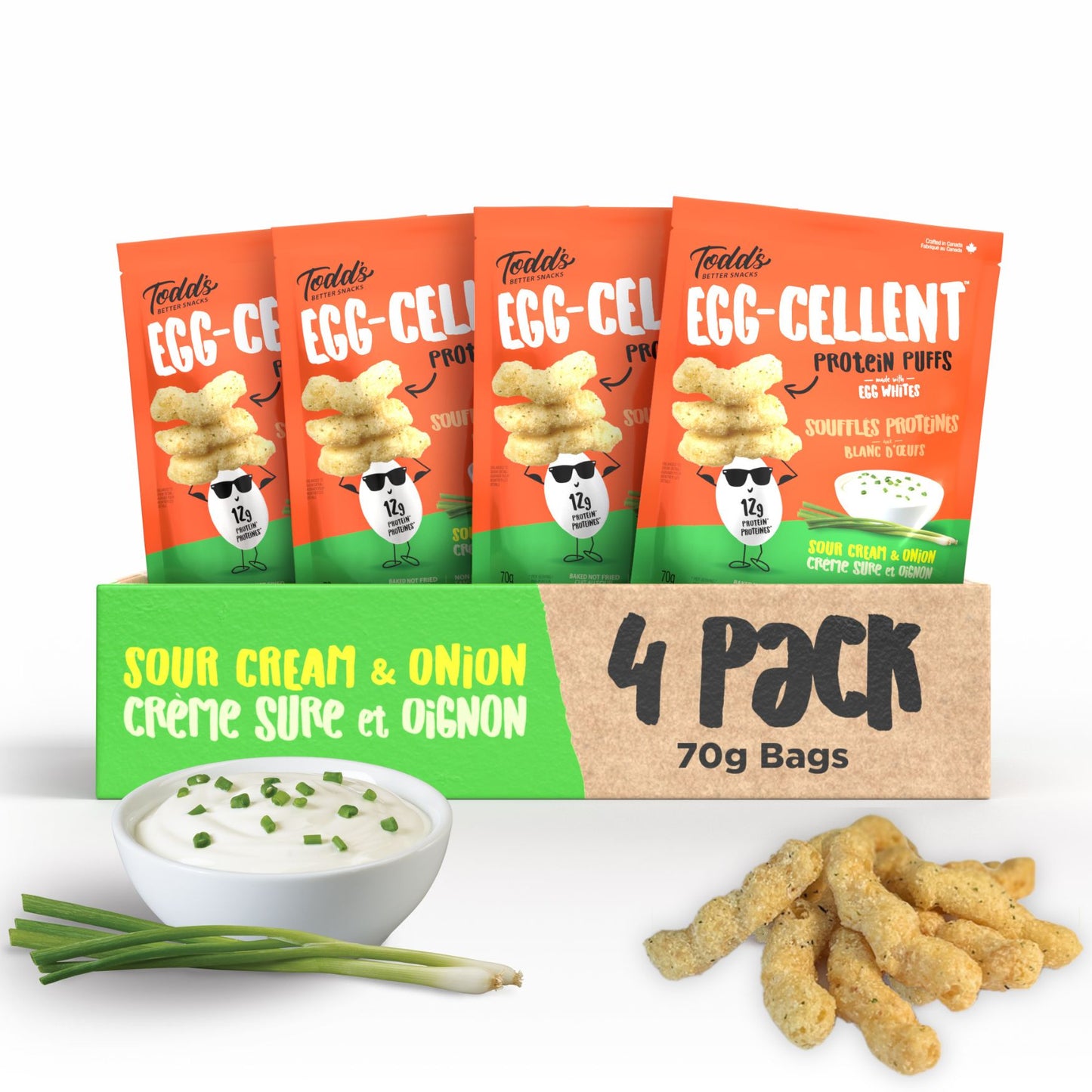 Sour Cream & Onion Protein Puffs (sold in 4 and 10 packs)